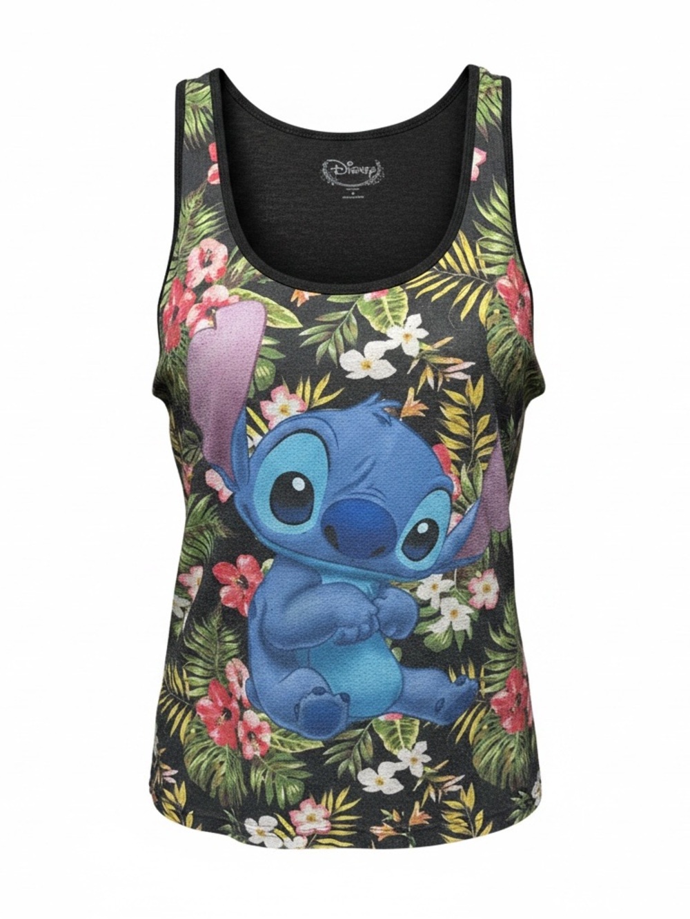 Disney Stitch Floral Tank Top - Black/Blue